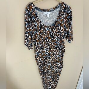 Maternity Motherhood midi dress rouched jersey knit stretchy size XL